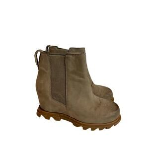 Sorel Joan Of Arctic Wedge III Women Chelsea Boot TAN Waterproof Leather US 5